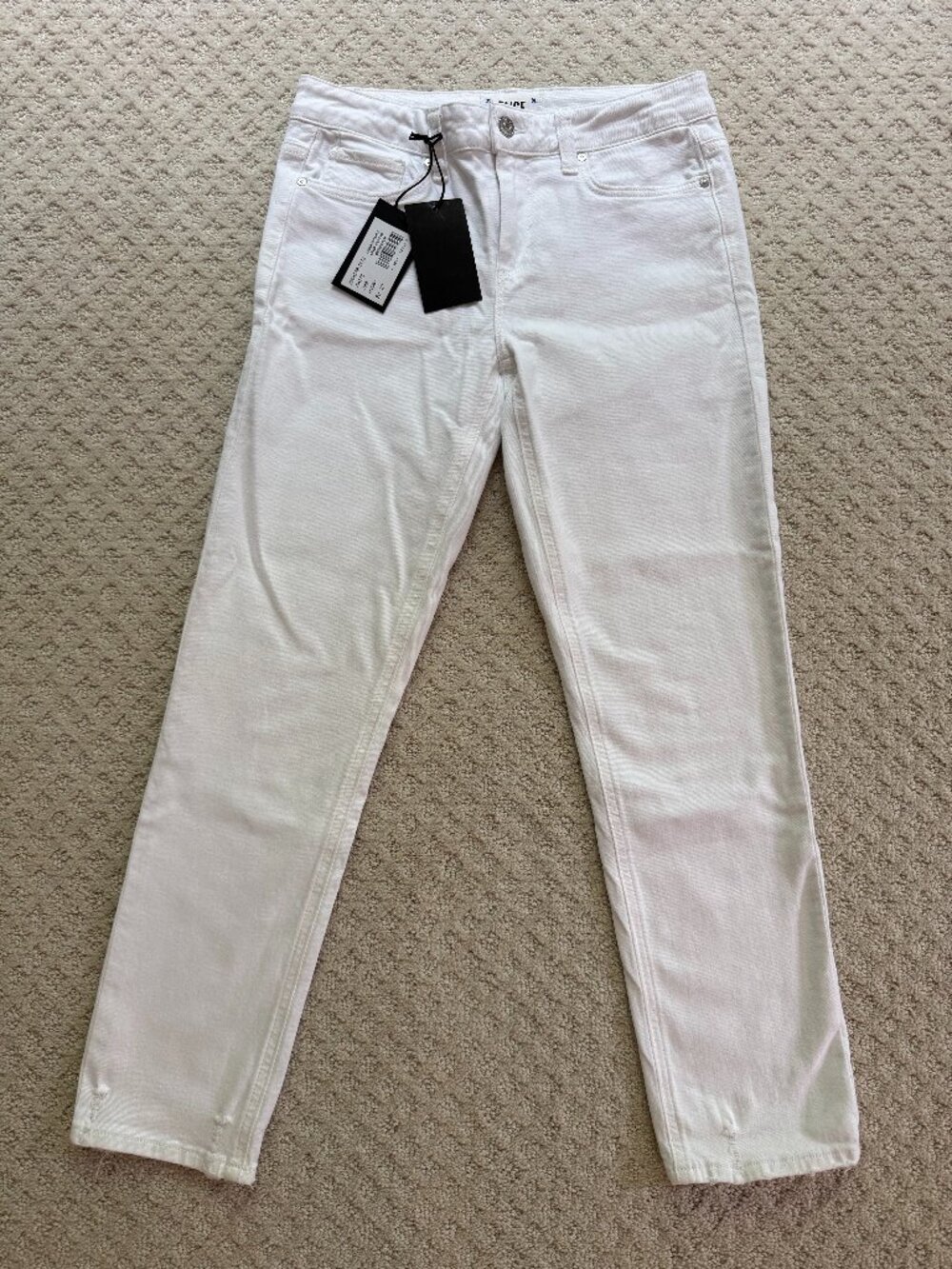Paige Amber Mid Rise Straight Ankle Jeans - white